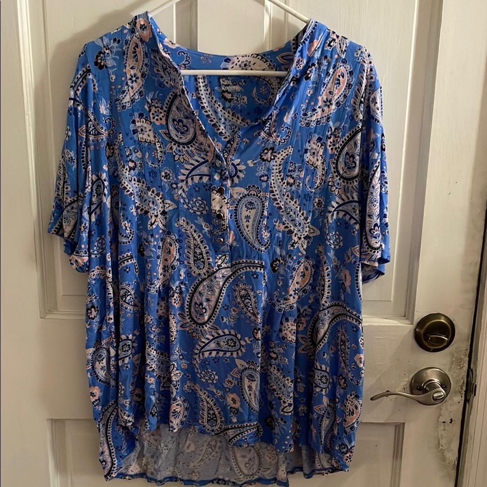 Kim Rogers Blue and Pink Paisley Blouse